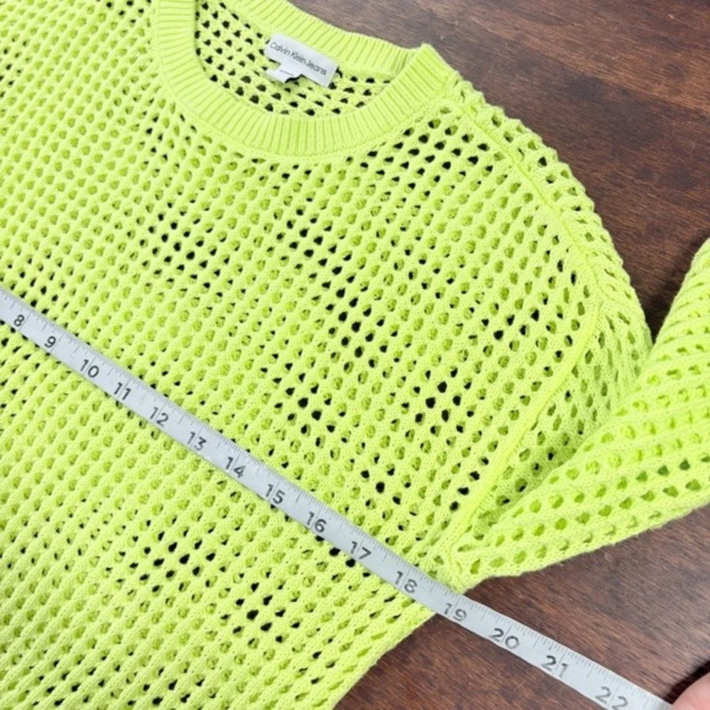 Y2K‎ Neon Mesh Knit Sweater Womens XS Open Knit Indie Sleaze Cyber Cotton Rave